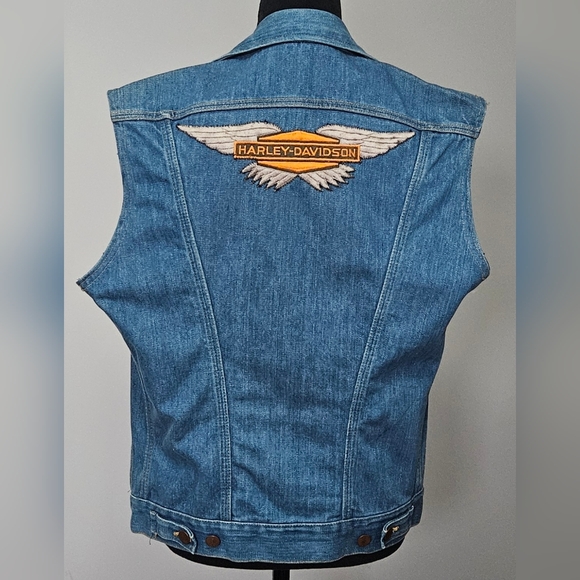Wrangler Other - Wrangler Vintage 70s Cut-Off Denim Jacket Vest w/ Harley Davidson Vintage Patch